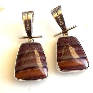 Jay King Vintage Banded Jasper Sterling Silver Post Earrings ~ Southwest Motif